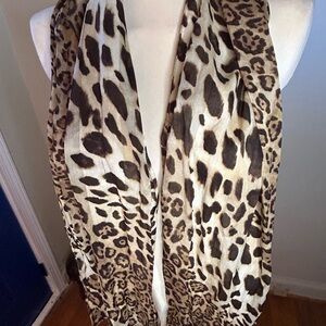 Brown animal print long scarf